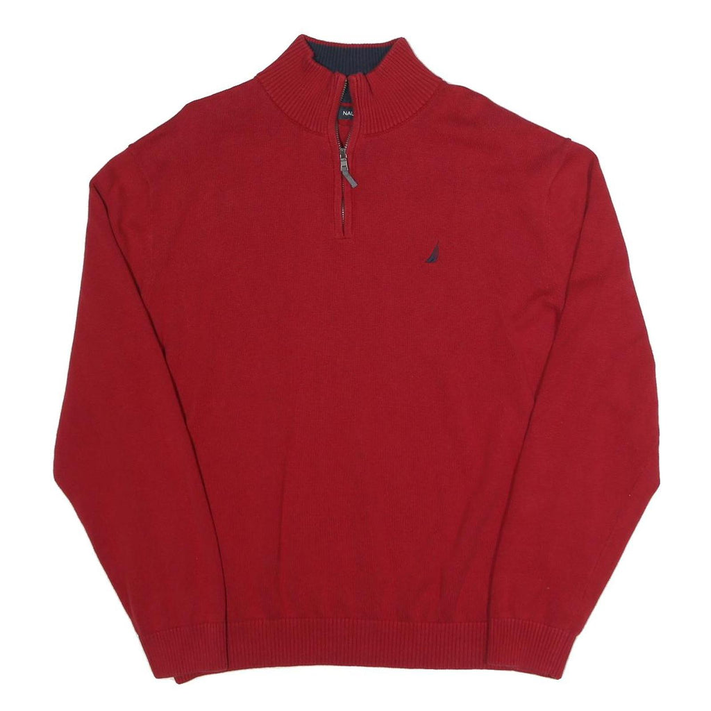NAUTICA Mens Red Pullover Plain Crew Neck Basic Knit 2XL Cotton Sweater