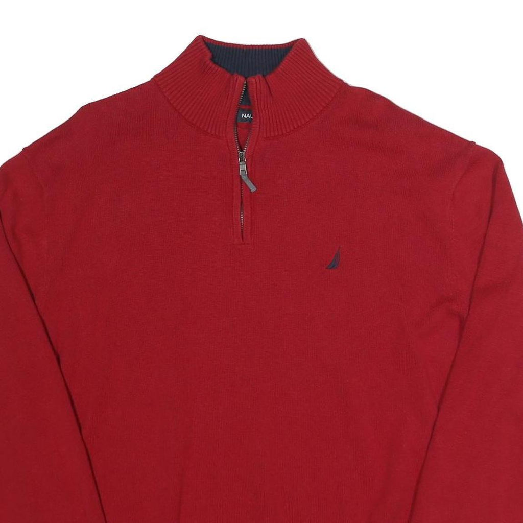 NAUTICA Mens Red Pullover Plain Crew Neck Basic Knit 2XL Cotton Sweater