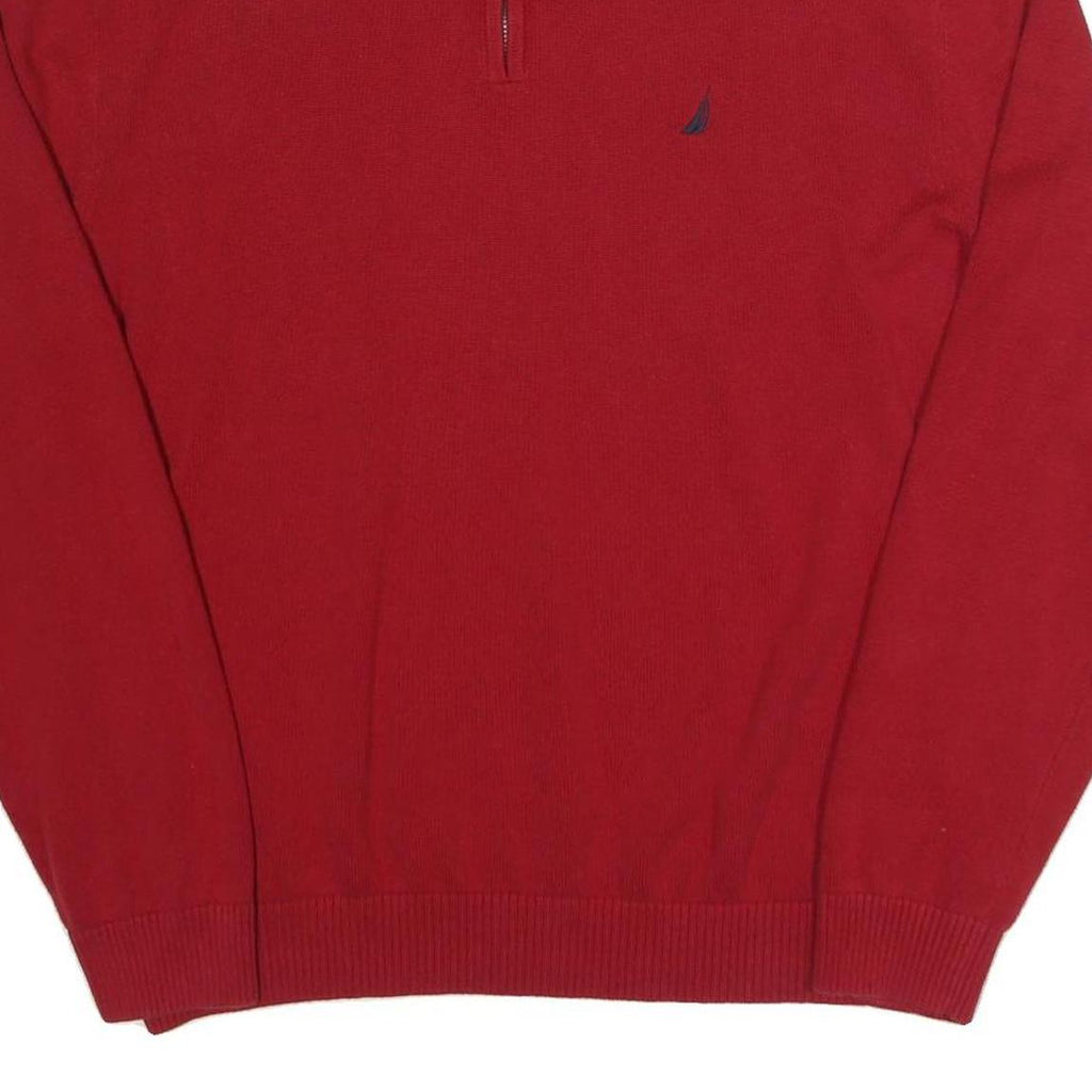NAUTICA Mens Red Pullover Plain Crew Neck Basic Knit 2XL Cotton Sweater