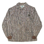 Mens Brown Cotton Blend Liberty Button Jacket L Striped Casual Outerwear