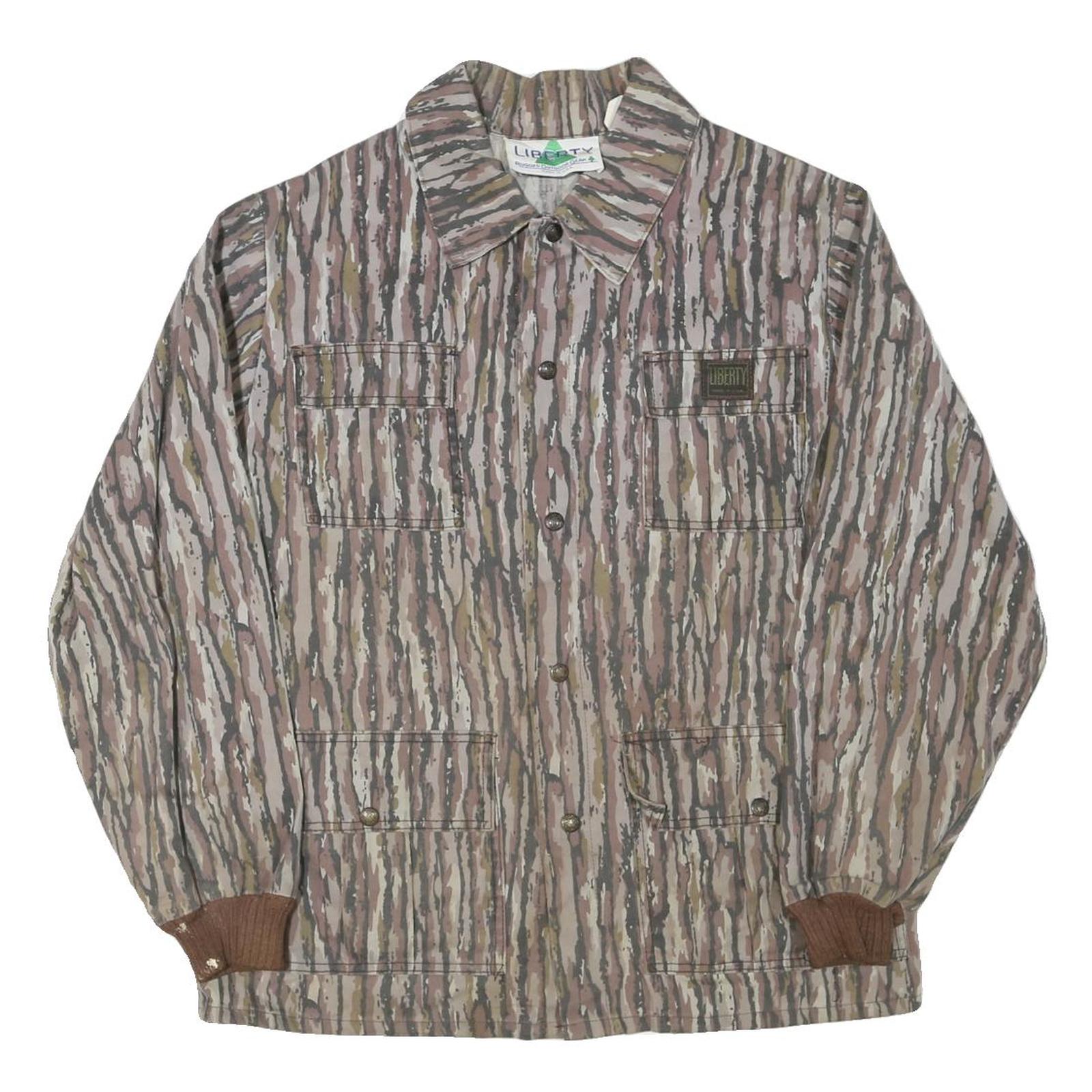 Mens Brown Cotton Blend Liberty Button Jacket L Striped Casual Outerwear