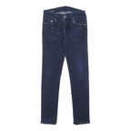 TRUE RELIGION Mens Dark Blue Slim Skinny Denim Jeans W30 L30 Zip Cotton Blend