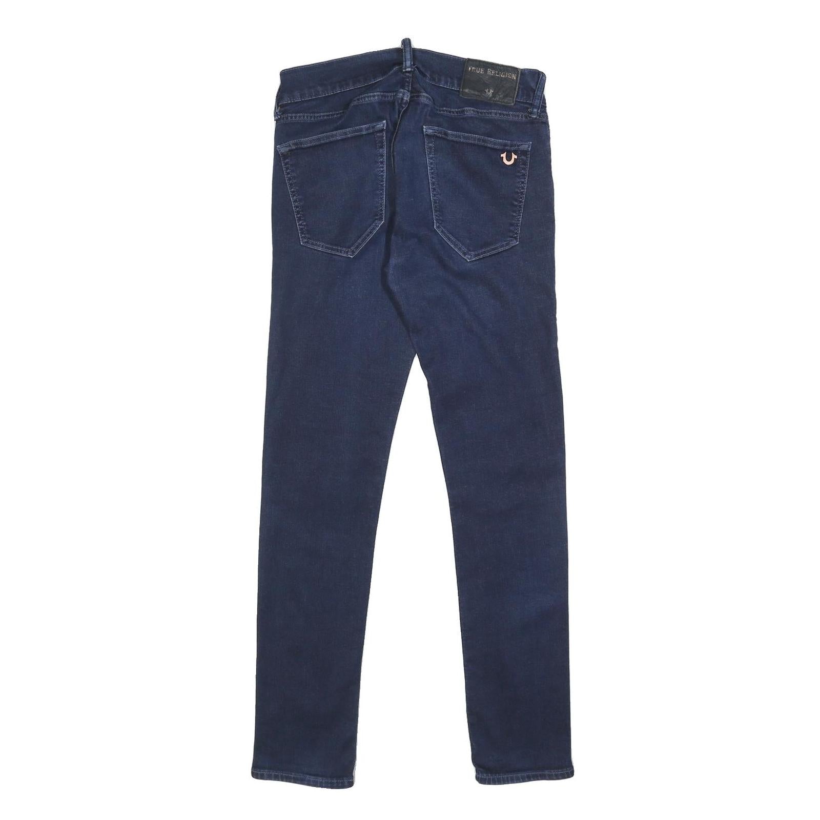 TRUE RELIGION Mens Dark Blue Slim Skinny Denim Jeans W30 L30 Zip Cotton Blend