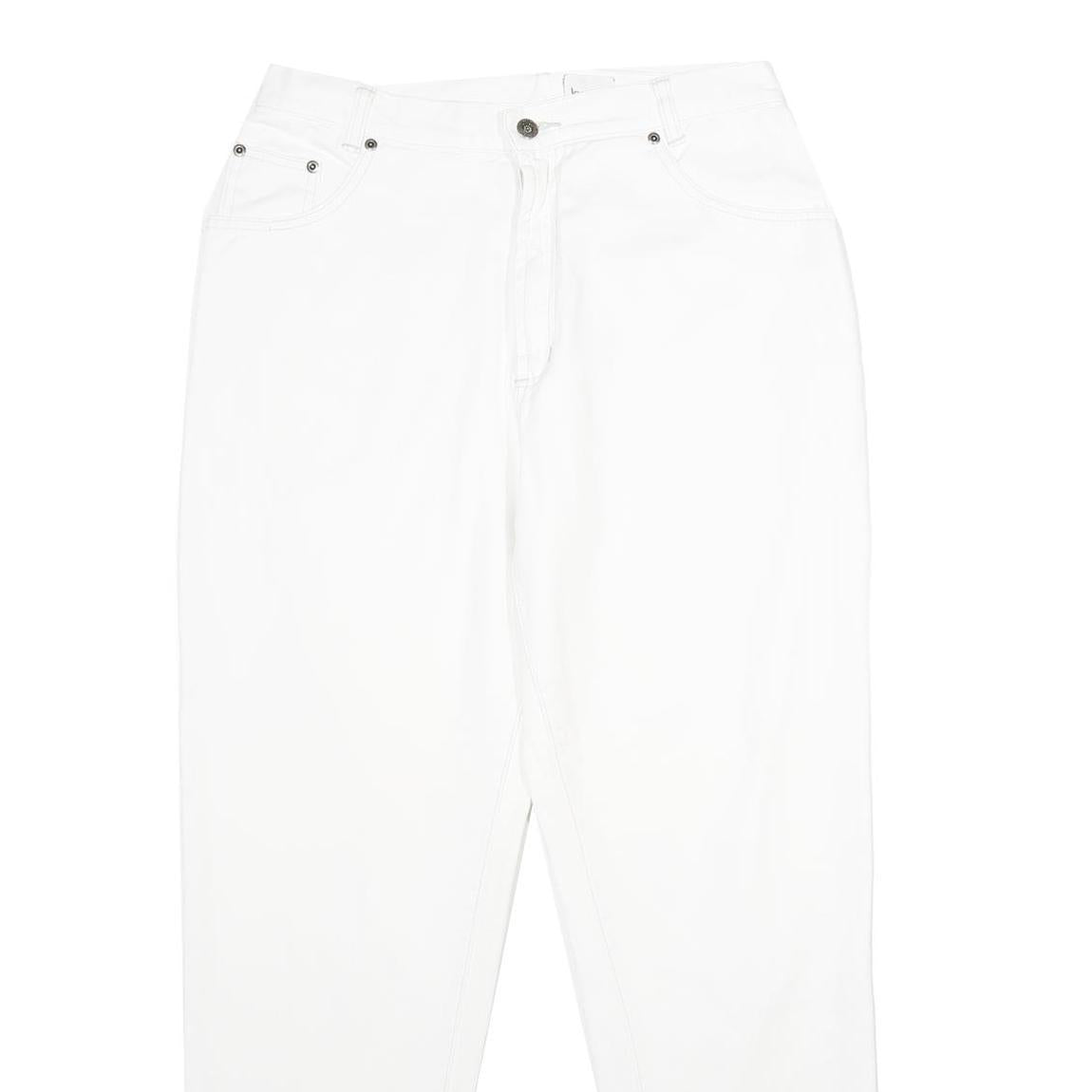LE COMTE Womens Classic White Jeans Denim W30 L32 Zip Pockets Embroidered Logo