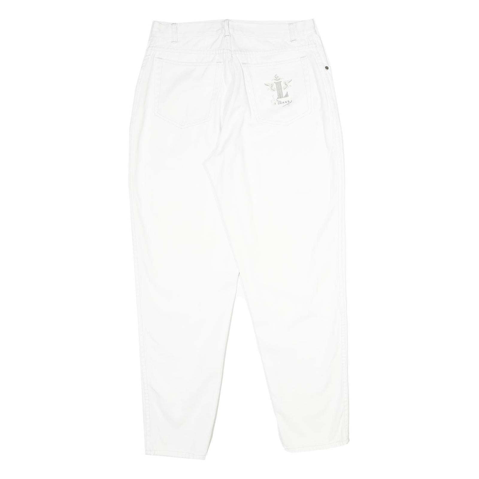 LE COMTE Womens Classic White Jeans Denim W30 L32 Zip Pockets Embroidered Logo
