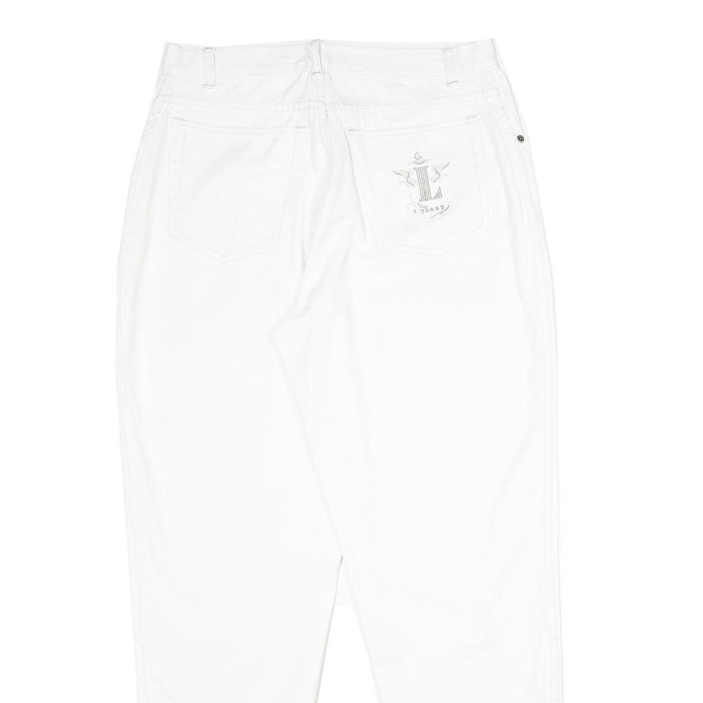 LE COMTE Womens Classic White Jeans Denim W30 L32 Zip Pockets Embroidered Logo