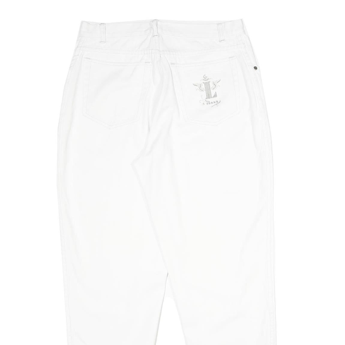 LE COMTE Womens Classic White Jeans Denim W30 L32 Zip Pockets Embroidered Logo