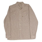 CLUB 21 Mens Beige Checked Shirt M Cotton Blend Long Sleeve Button Shirt