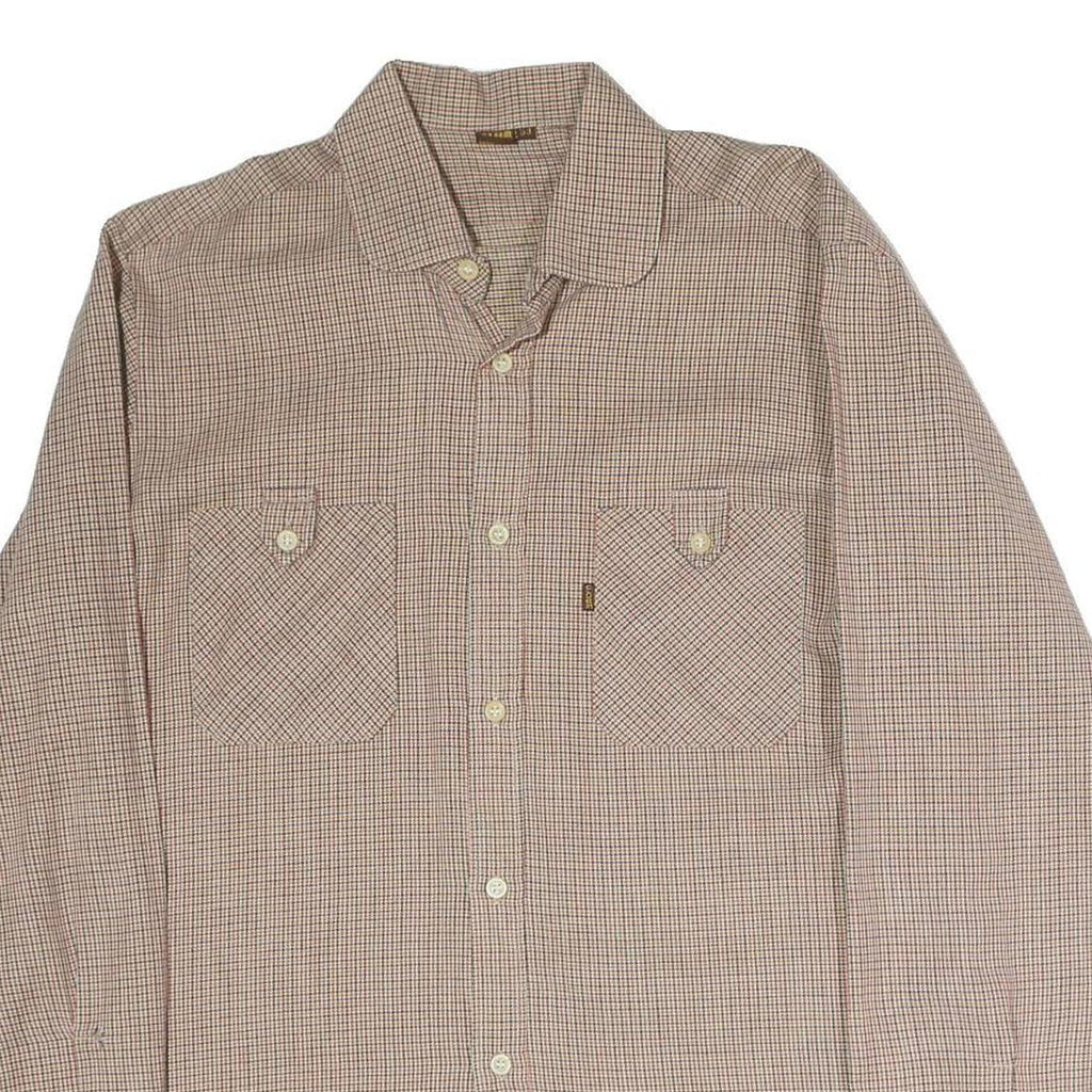 CLUB 21 Mens Beige Checked Shirt M Cotton Blend Long Sleeve Button Shirt