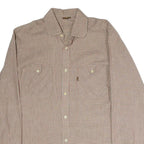 CLUB 21 Mens Beige Checked Shirt M Cotton Blend Long Sleeve Button Shirt
