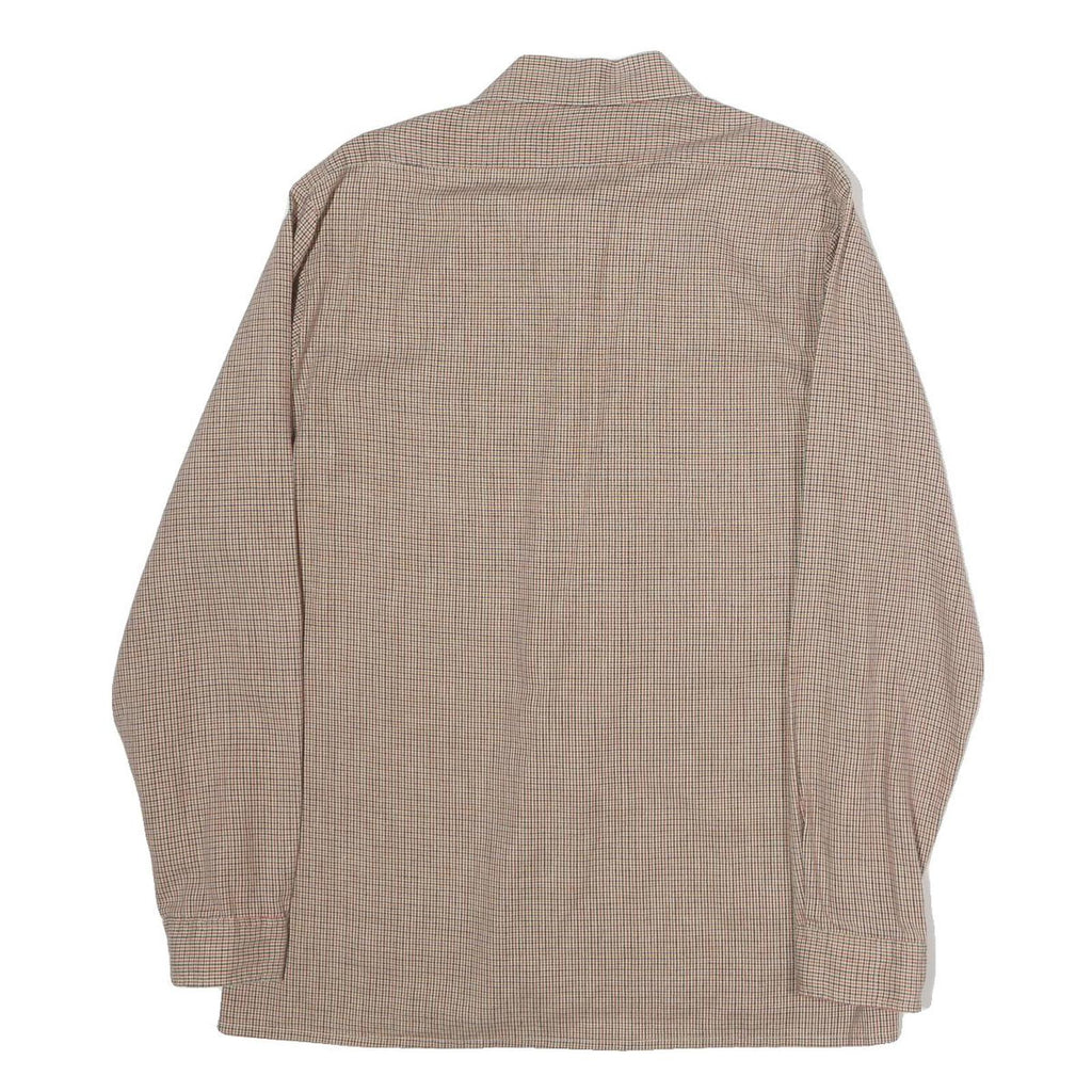CLUB 21 Mens Beige Checked Shirt M Cotton Blend Long Sleeve Button Shirt