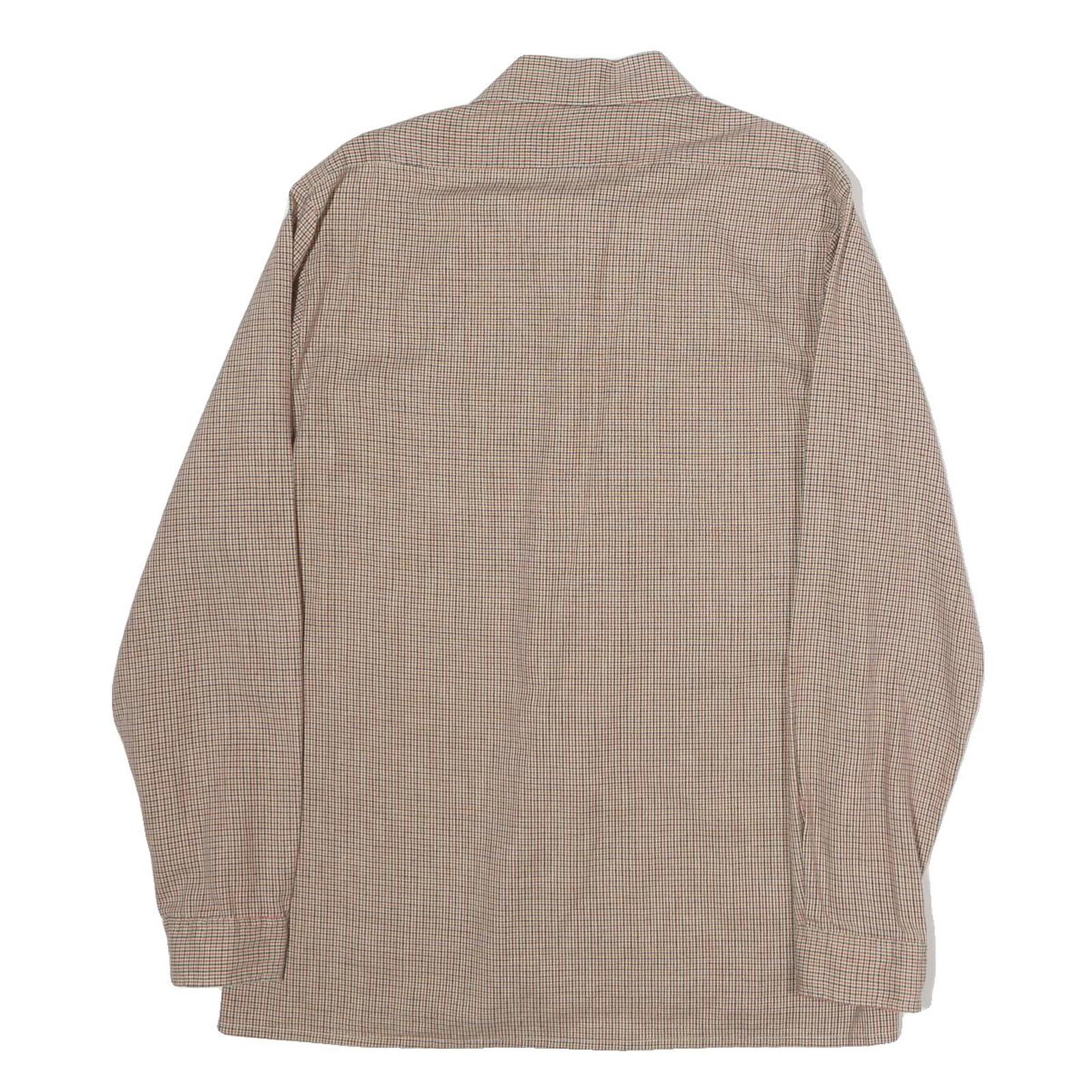 CLUB 21 Mens Beige Checked Shirt M Cotton Blend Long Sleeve Button Shirt