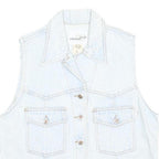 BEST AMADEO Womens Light Blue Cotton Denim Jacket L Button Closure Stylish Vest