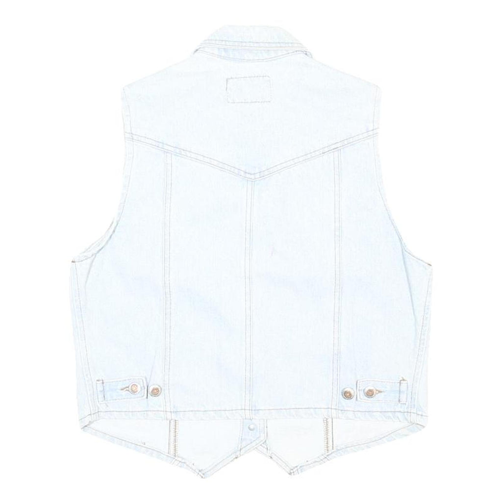 BEST AMADEO Womens Light Blue Cotton Denim Jacket L Button Closure Stylish Vest