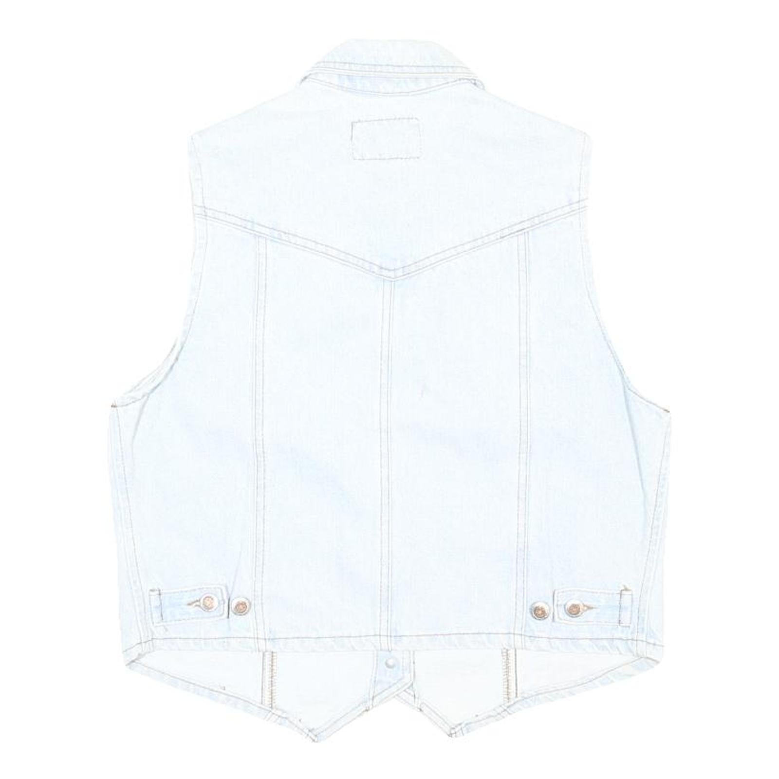 BEST AMADEO Womens Light Blue Cotton Denim Jacket L Button Closure Stylish Vest