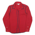 TOMMY HILFIGER Womens Red & Navy Shirt M Button Front Contrast Trim Workwear