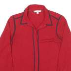 TOMMY HILFIGER Womens Red & Navy Shirt M Button Front Contrast Trim Workwear