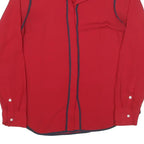 TOMMY HILFIGER Womens Red & Navy Shirt M Button Front Contrast Trim Workwear