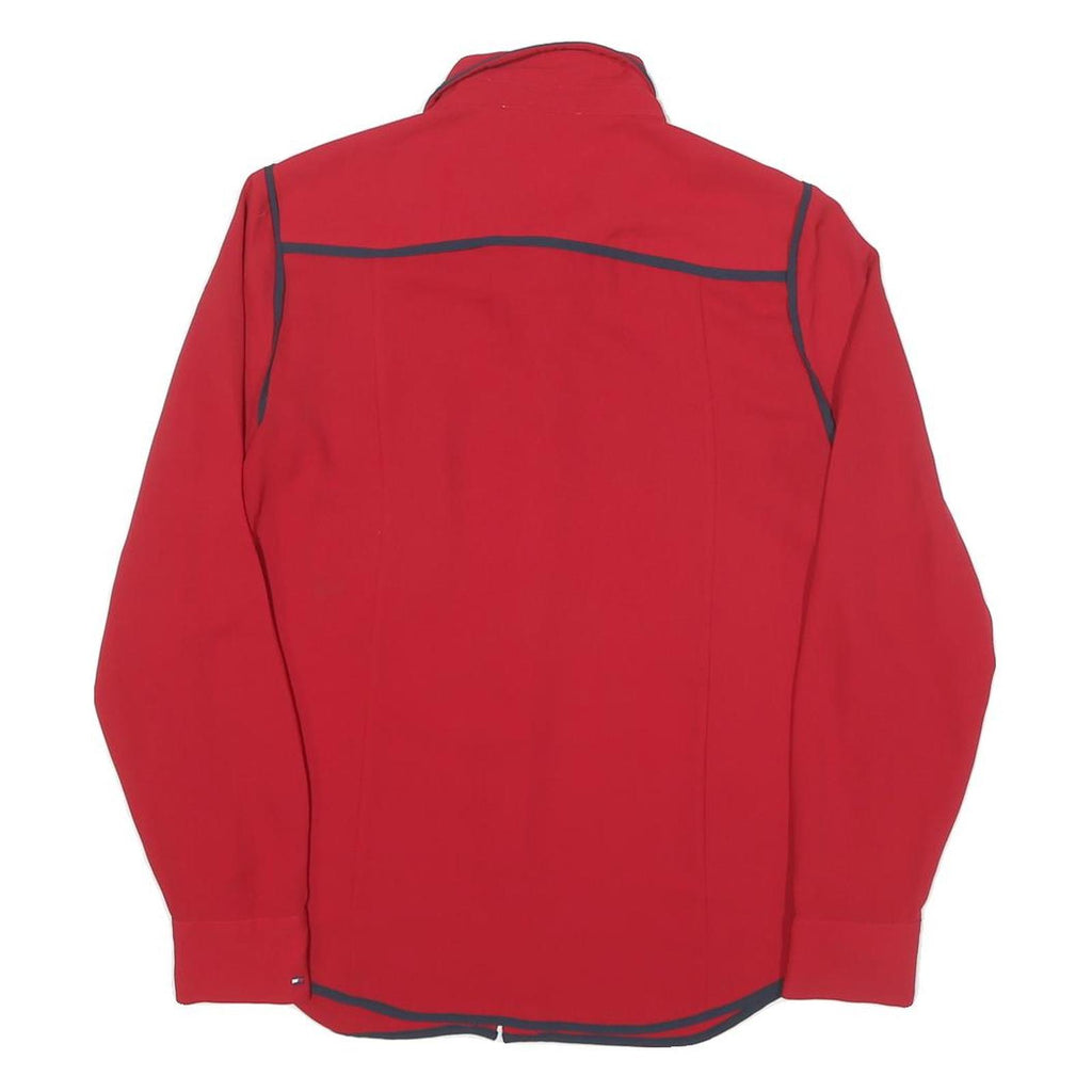 TOMMY HILFIGER Womens Red & Navy Shirt M Button Front Contrast Trim Workwear