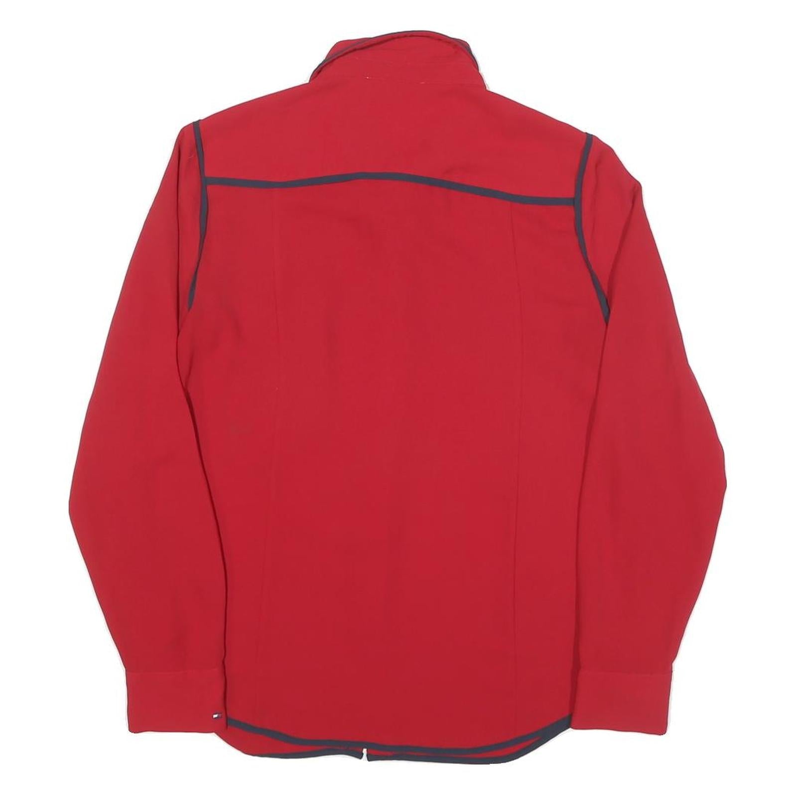 TOMMY HILFIGER Womens Red & Navy Shirt M Button Front Contrast Trim Workwear