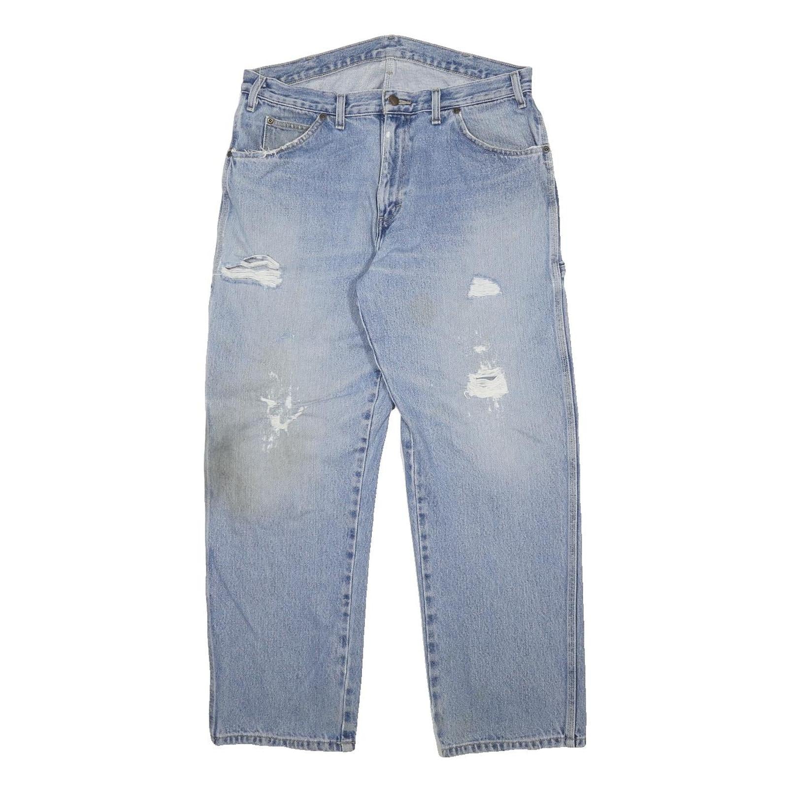 DICKIES Mens Relaxed Blue Denim Rinse Jeans W34 L29 Workwear