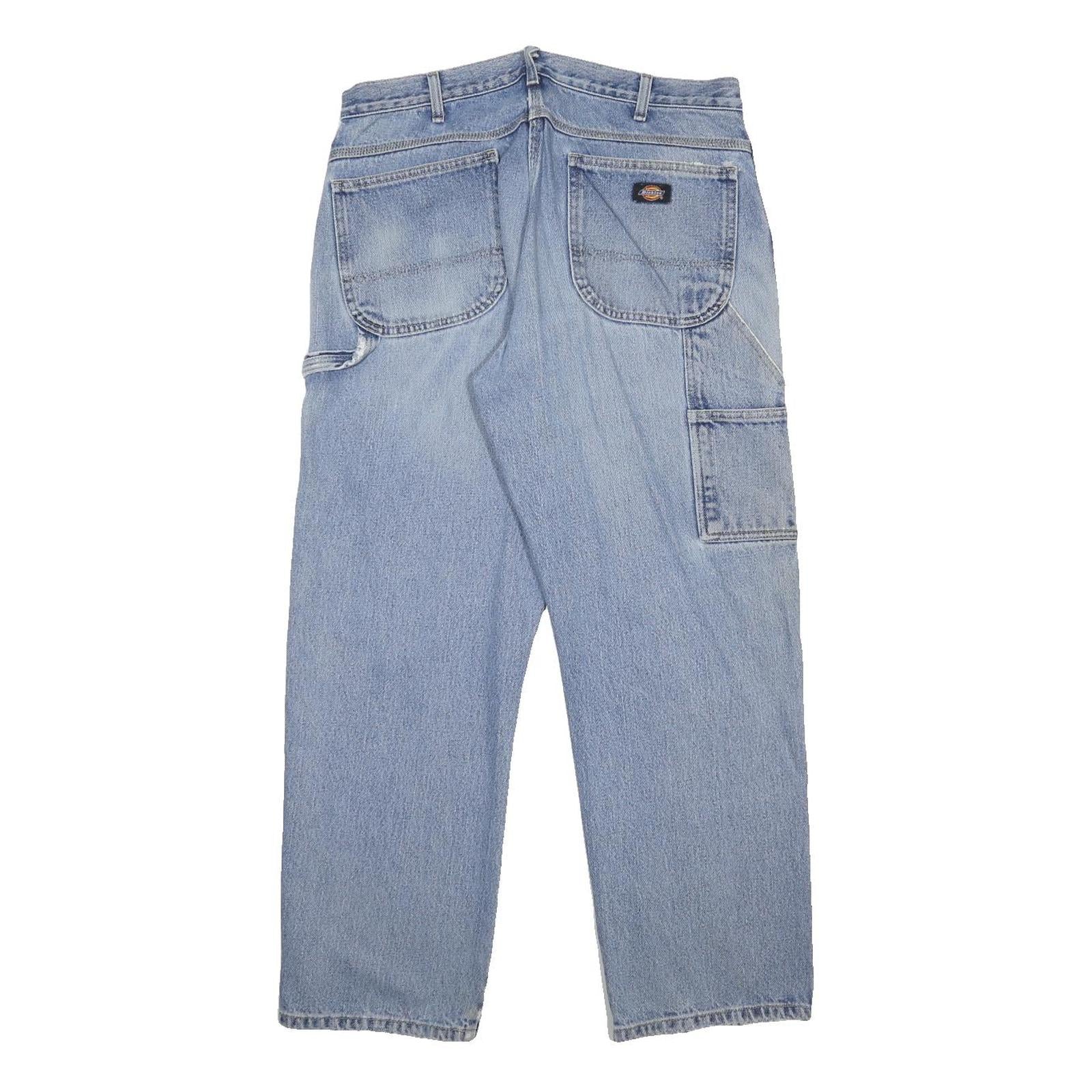 DICKIES Mens Relaxed Blue Denim Rinse Jeans W34 L29 Workwear