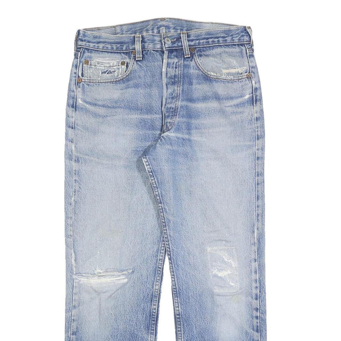 LEVI'S Mens Jeans Blue Regular Straight Denim Light W31 L28 Distressed