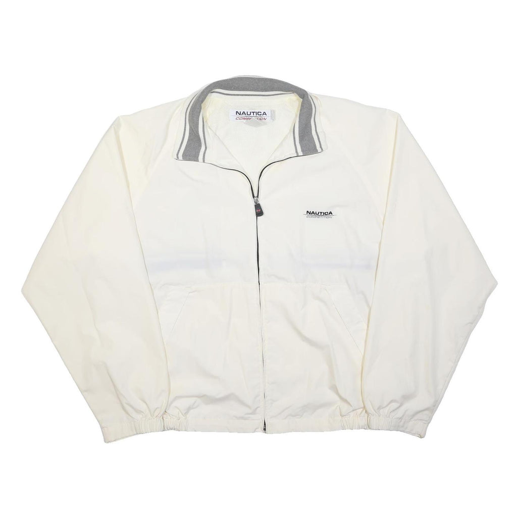 NAUTICA Mens White & Grey Zip Jacket XL Polyester Plain Classic Fit