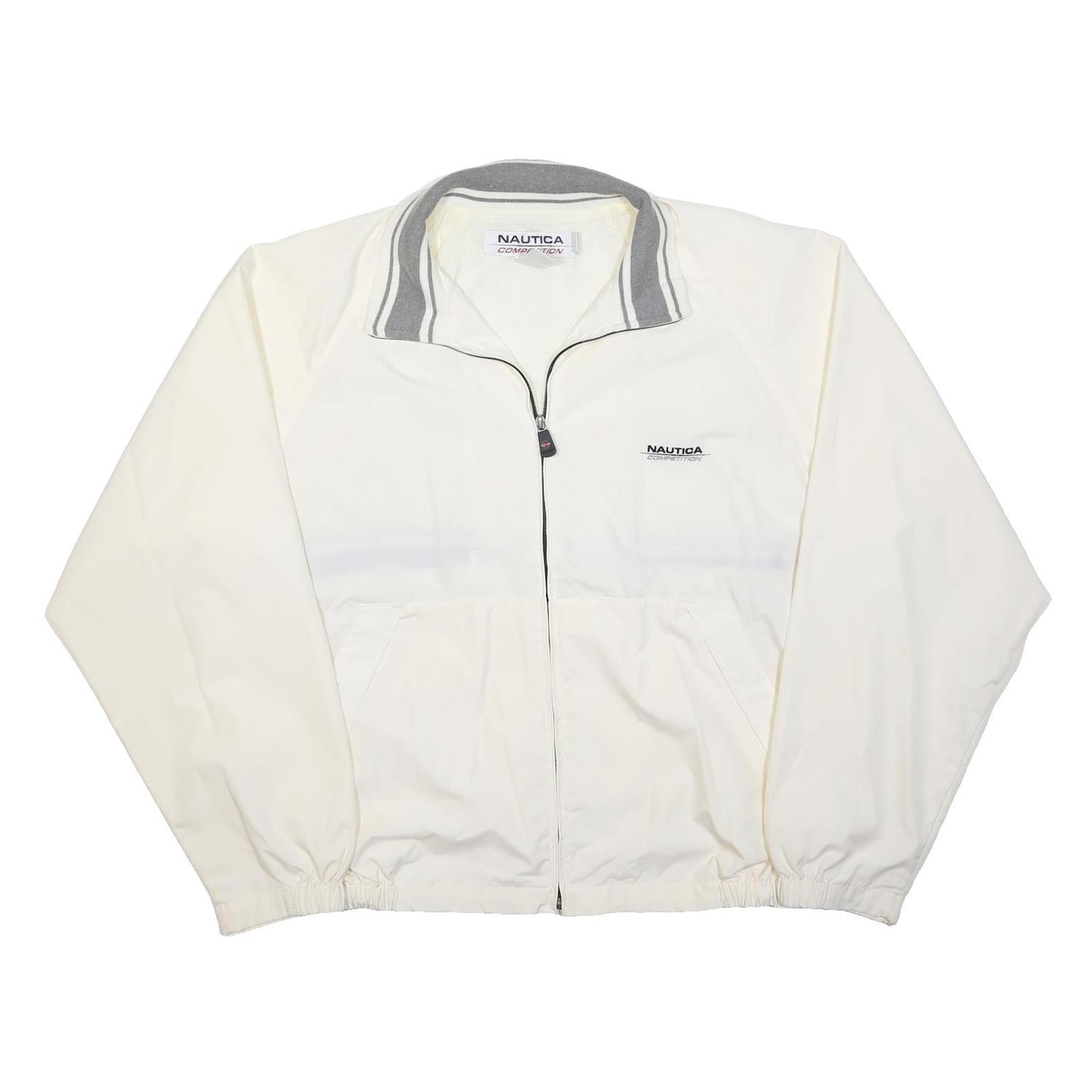 NAUTICA Mens White & Grey Zip Jacket XL Polyester Plain Classic Fit