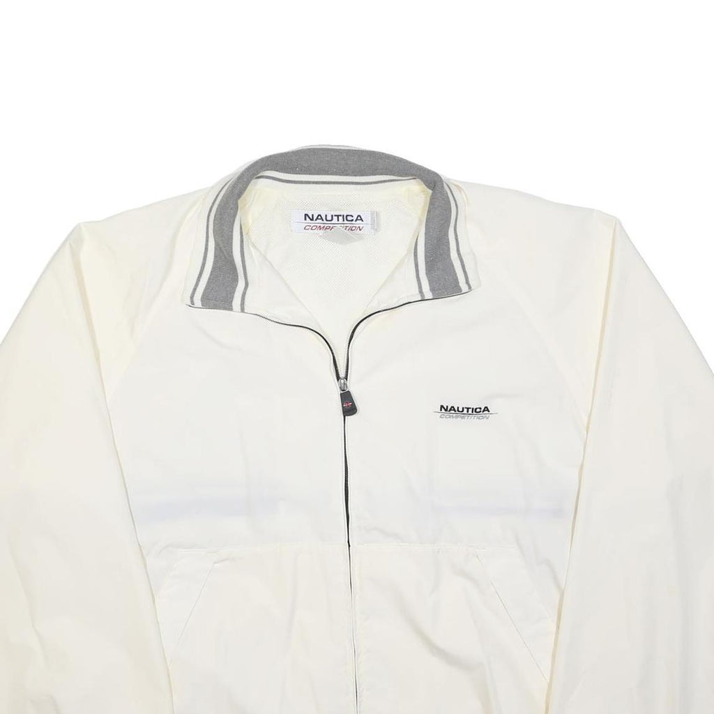 NAUTICA Mens White & Grey Zip Jacket XL Polyester Plain Classic Fit