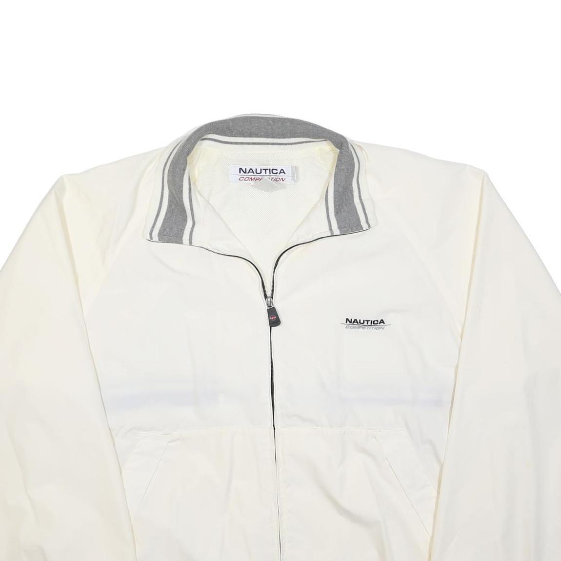 NAUTICA Mens White & Grey Zip Jacket XL Polyester Plain Classic Fit