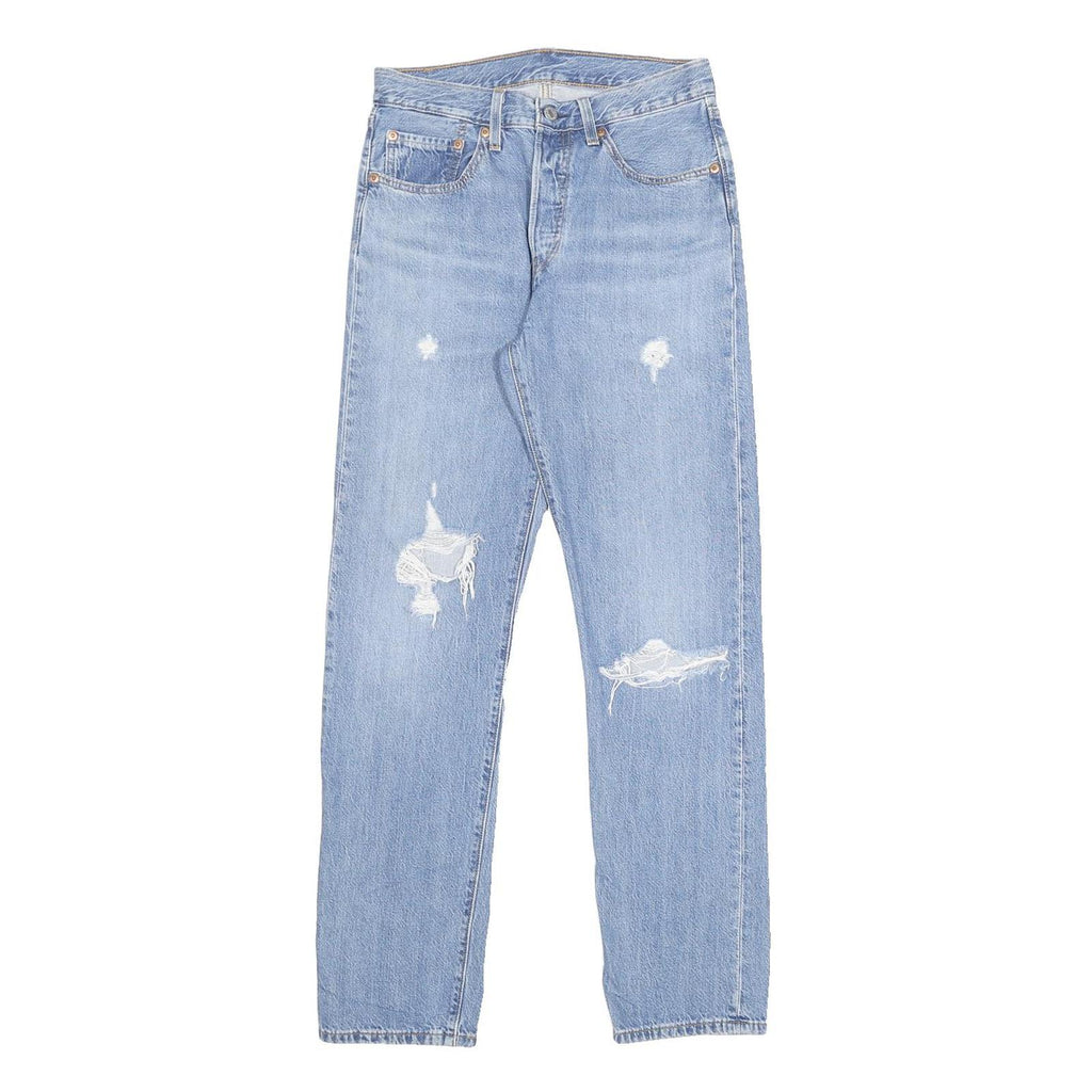 LEVI'S 501 Womens Blue Regular Straight Denim Light W26 L30 Button Closure