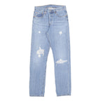 LEVI'S 501 Womens Blue Regular Straight Denim Light W26 L30 Button Closure