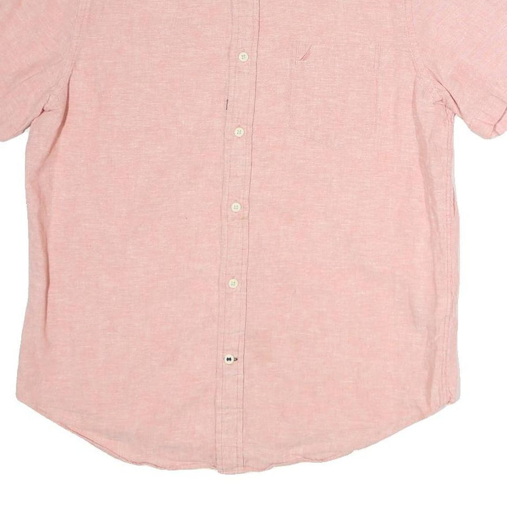 NAUTICA Mens Pink Short Sleeve Cotton Shirt M Casual Summer Button Down