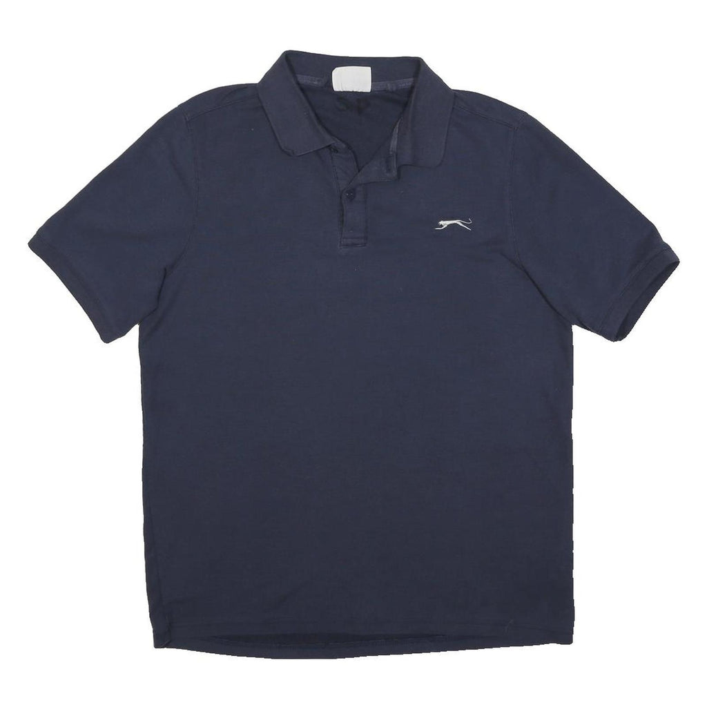 SLAZENGER Mens Navy Blue Short Sleeve Polo Shirt M Cotton Blend Casual