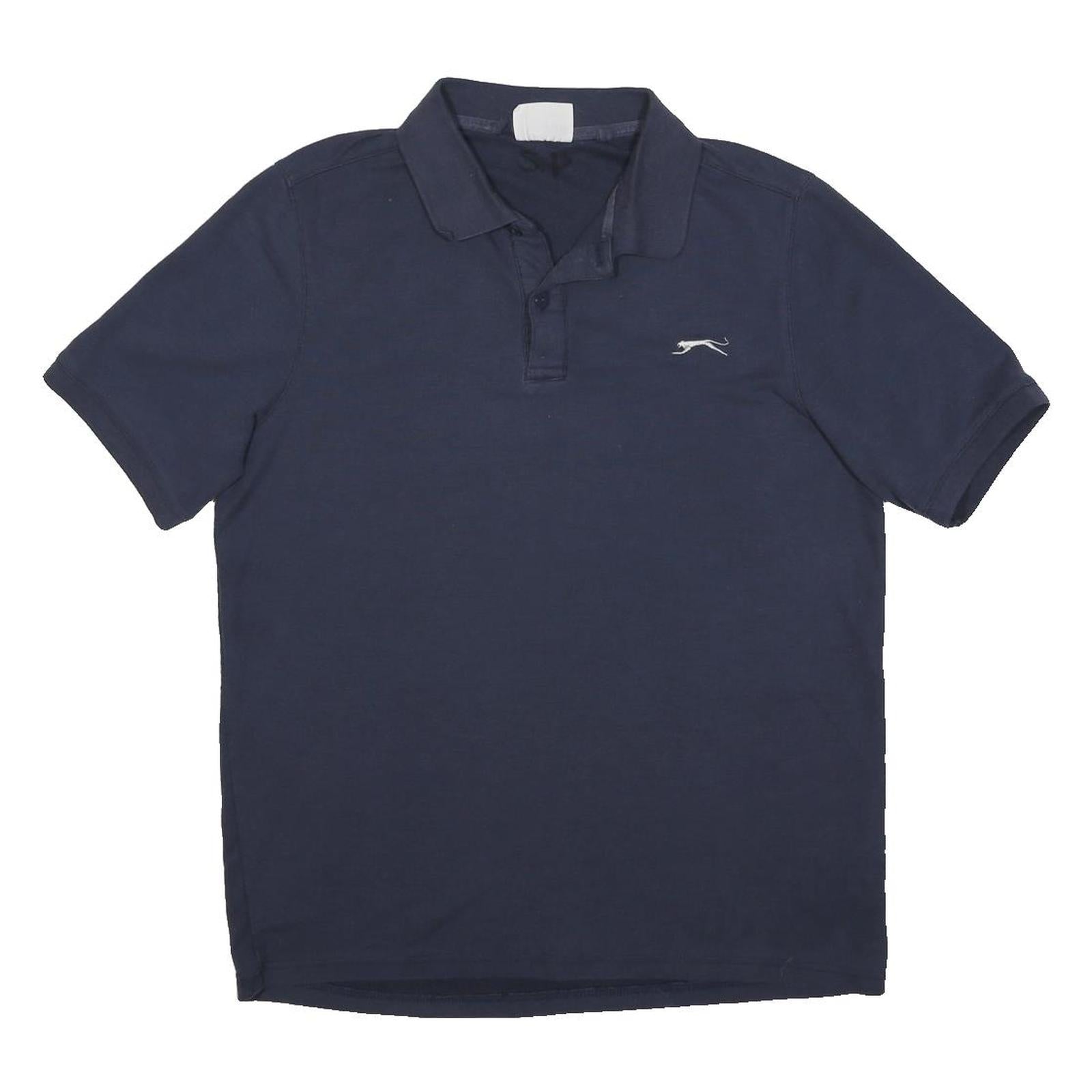 SLAZENGER Mens Navy Blue Short Sleeve Polo Shirt M Cotton Blend Casual