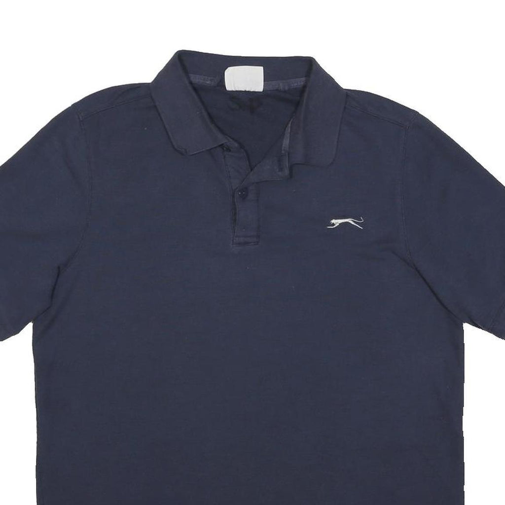 SLAZENGER Mens Navy Blue Short Sleeve Polo Shirt M Cotton Blend Casual