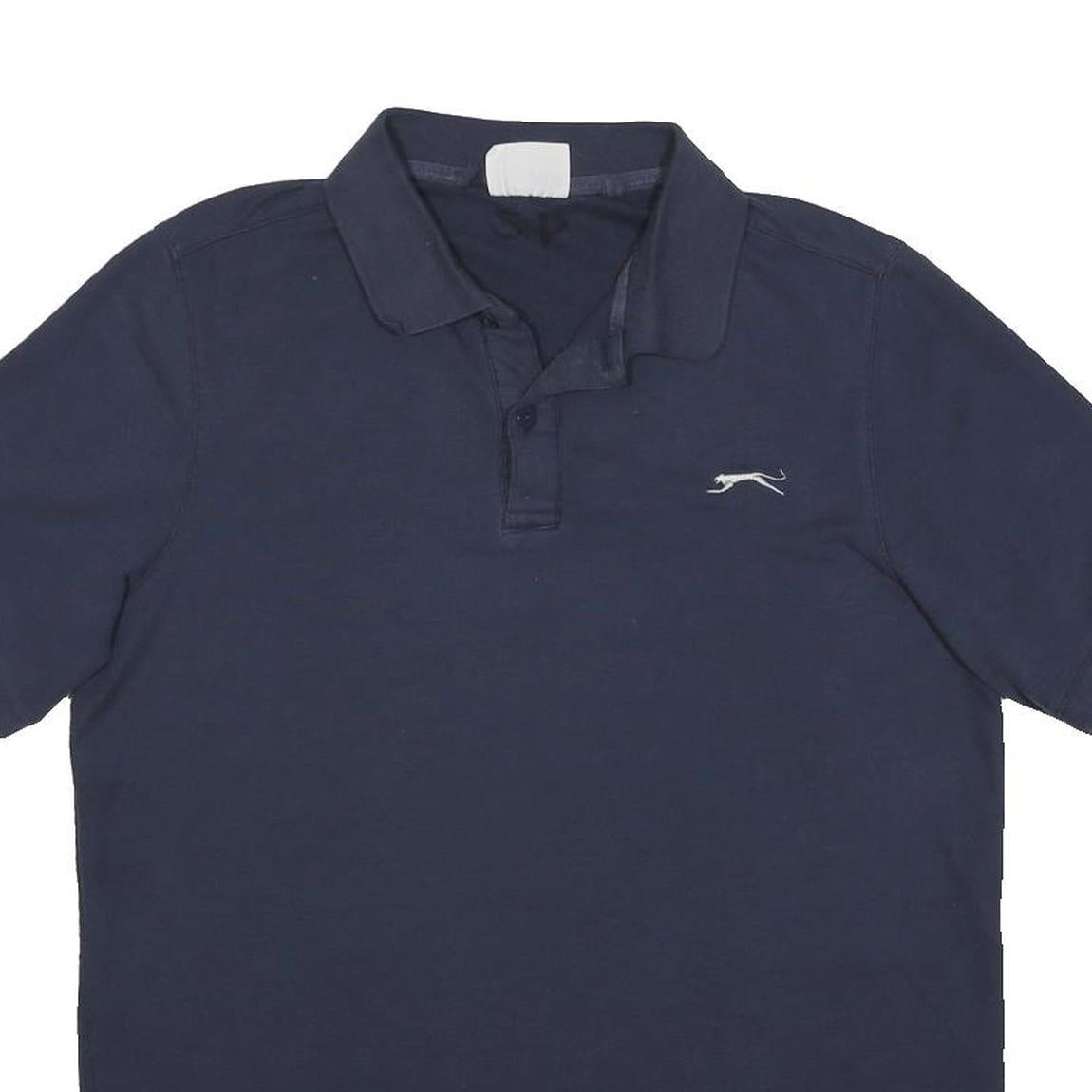 SLAZENGER Mens Navy Blue Short Sleeve Polo Shirt M Cotton Blend Casual