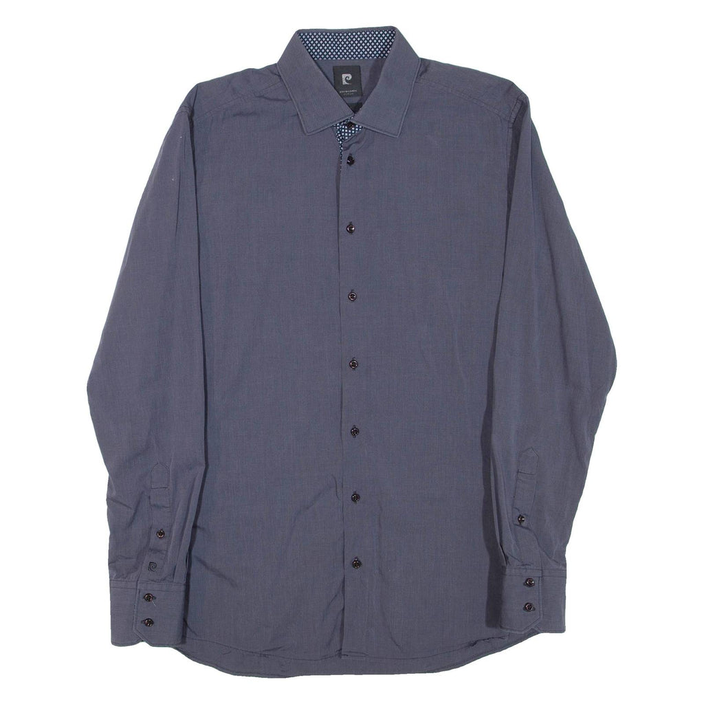 PIERRE CARDIN Mens Plain Shirt Grey Long Sleeve L
