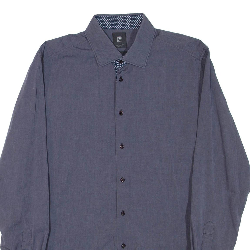 PIERRE CARDIN Mens Plain Shirt Grey Long Sleeve L