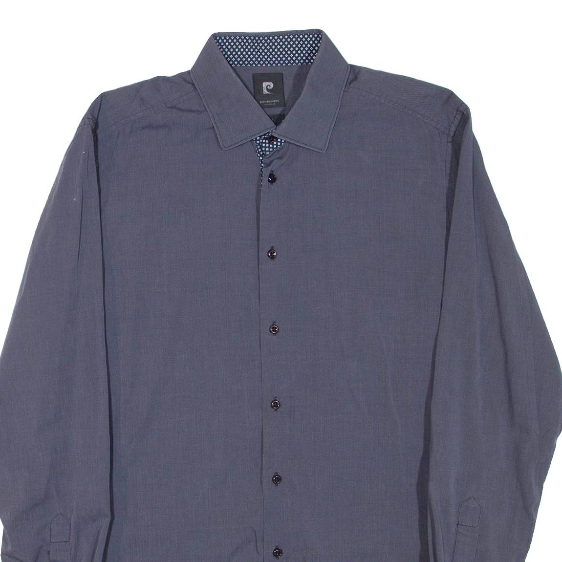 PIERRE CARDIN Mens Plain Shirt Grey Long Sleeve L
