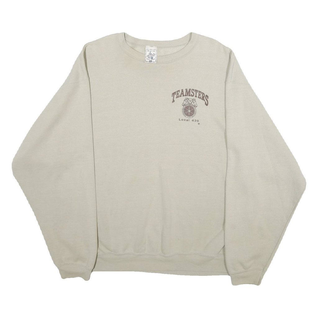 ALORE Mens Beige Teamsters Crew Neck 2XL Cotton Blend Sweatshirt Casual