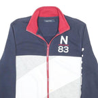 NAUTICA Mens Navy Blue & Grey Cotton Blend Zip Jacket S Colourblock Casual Sport