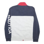 NAUTICA Mens Navy Blue & Grey Cotton Blend Zip Jacket S Colourblock Casual Sport