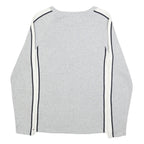 TOMMY HILFIGER Womens Grey & White Plain Jumper Crew Neck Basic Knit L Cotton