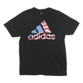 ADIDAS Mens Black T-Shirt M Short Sleeve Crew Neck Cotton Blend USA Flag Logo