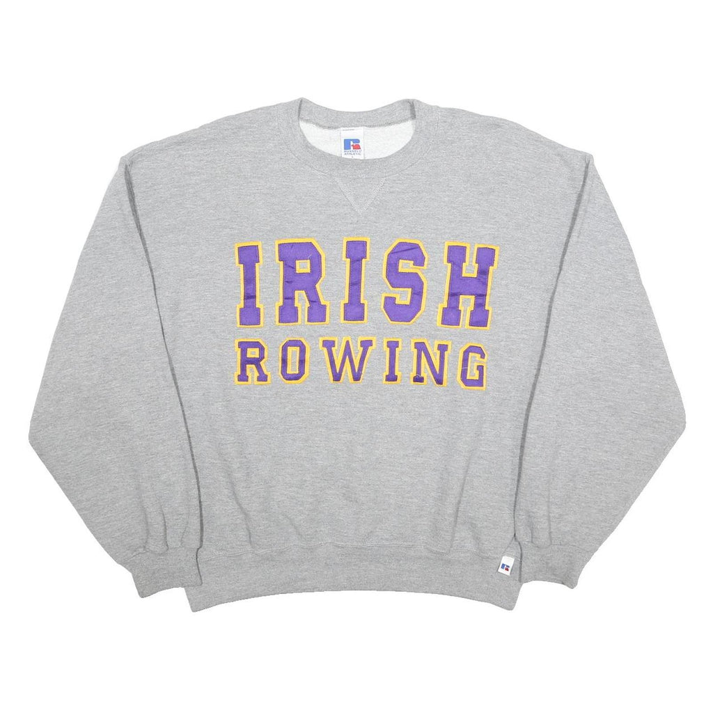 RUSSELL ATHLETIC Womens Grey Irish Rowing Crew Neck L Cotton Blend Sweatshirt