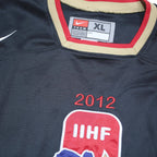 NIKE Mens Black World Junior Championship Ice Hockey Jersey XL Long Sleeve Crew