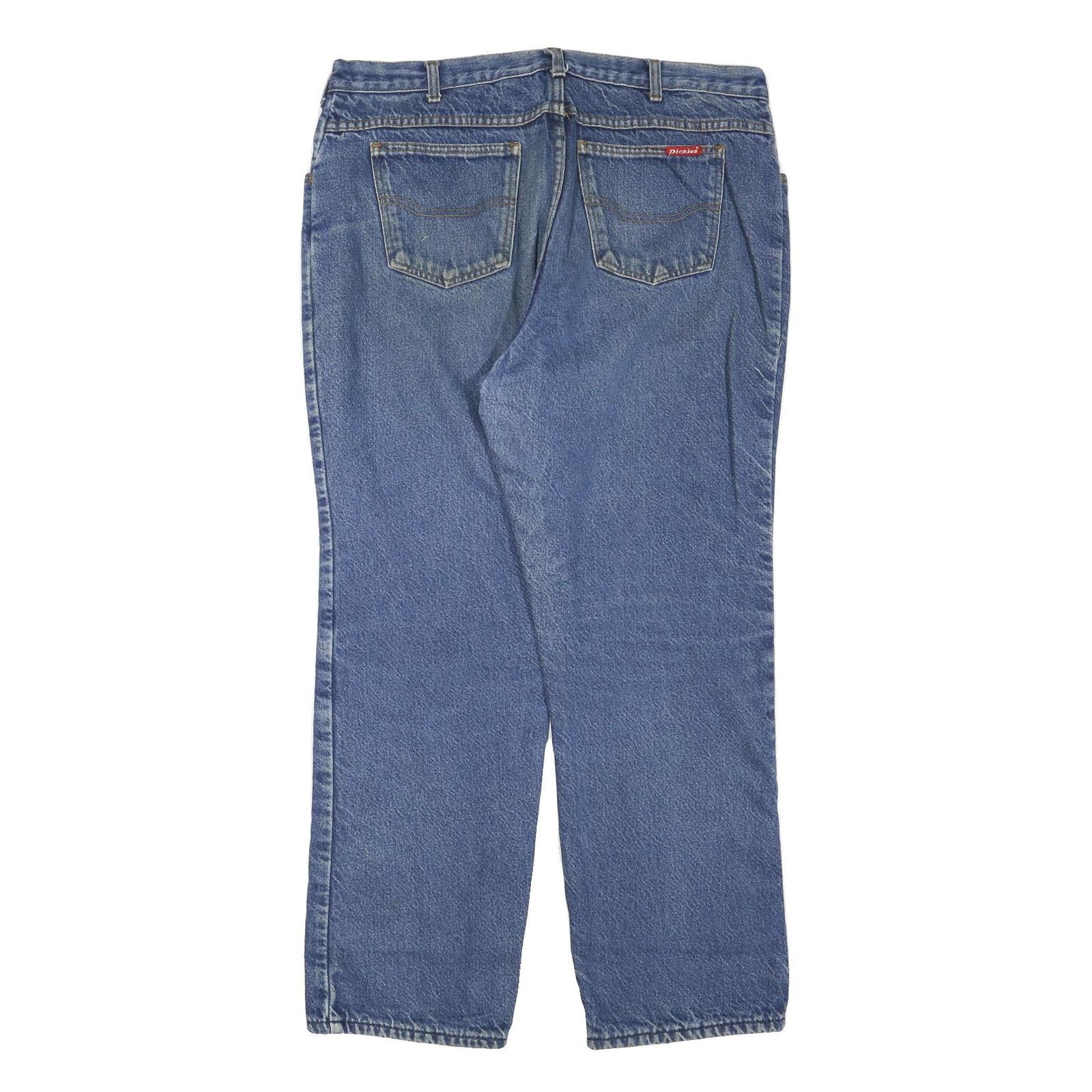 DICKIES Mens Regular Blue Denim Jeans W38 L28 Cotton Blend Zip Classic Fit