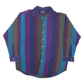 VAN HEUSEN Mens Blue & Purple Striped Casual Shirt L Button Cotton Blend